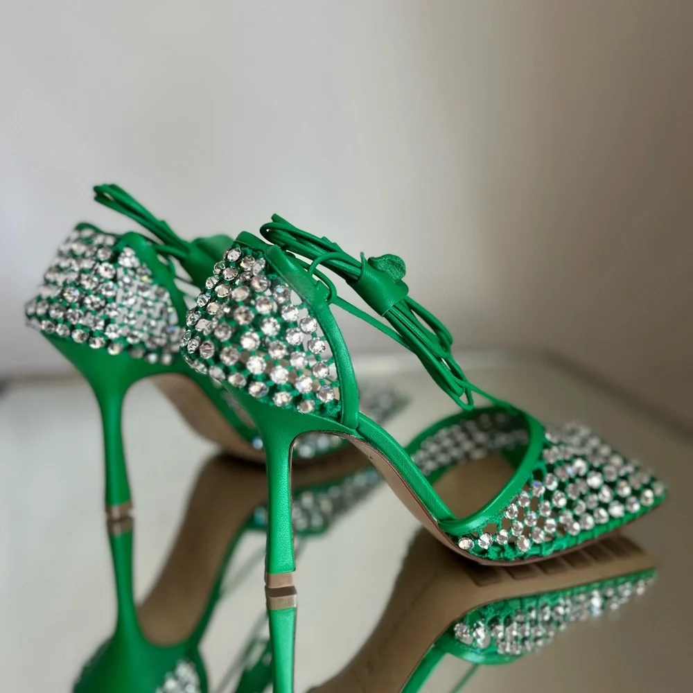 New Bottega VENETA crystal Sandal Rhinestone mesh and leather sandals $1,950